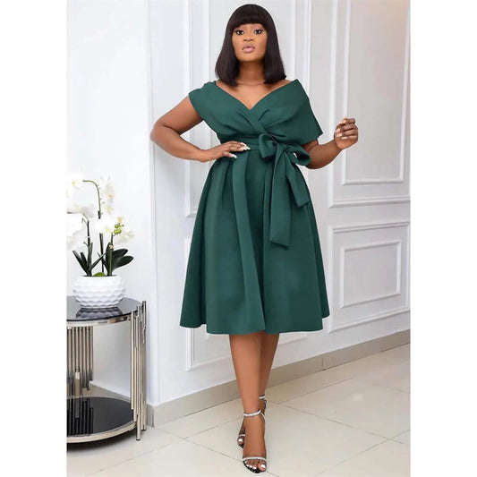 Women's V-Neck Elegant A-Line Dress DailySale