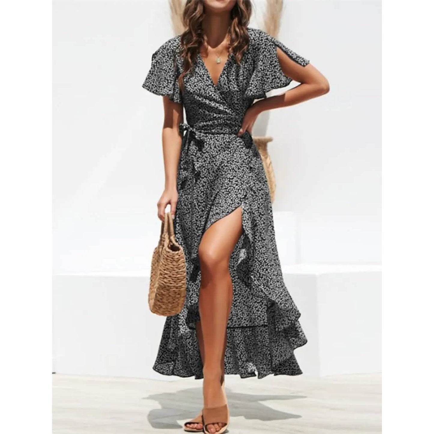 Women's V-Neck Elegant Long Chiffon Dress DailySale