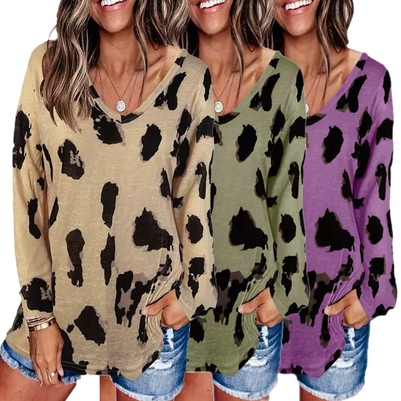 Women's V-Neck Leopard Print Inspired Top DailySale