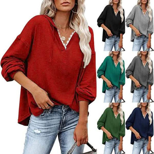 Women's V-neck Pullover Hoodie Sweater DailySale