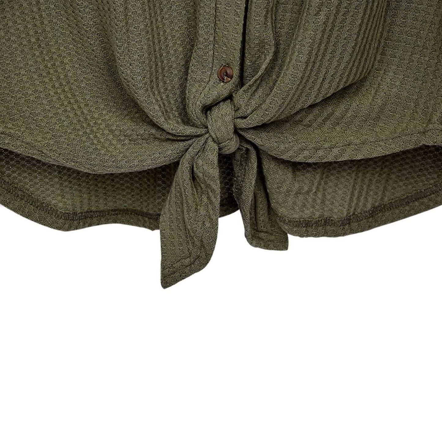 Womens Waffle Knit Tunic Blouse Tie Knot Henley Tops DailySale