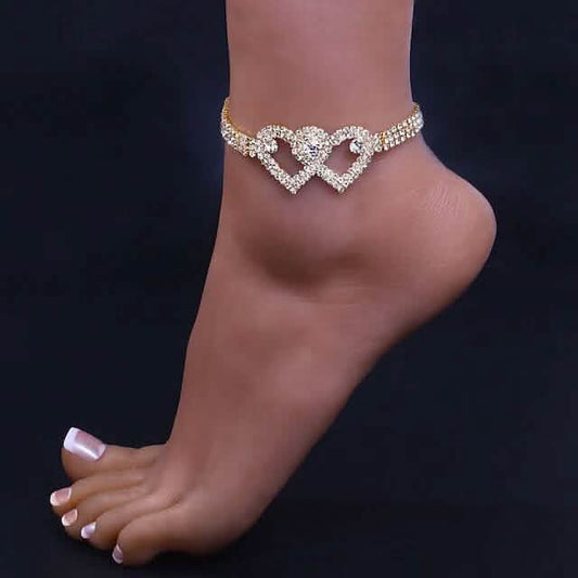 Women's White Ankle Bracelet Chandelier Heart DailySale