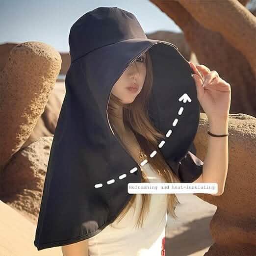 Women's Wide Brim Shawl Sun Hat with Neck Cover DailySale