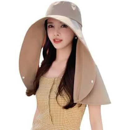 Women's Wide Brim Shawl Sun Hat with Neck Cover DailySale