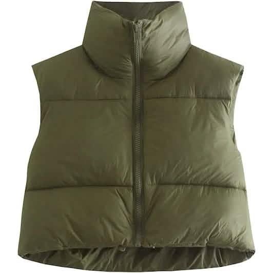 Women's Winter Crop Vest Lightweight Sleeveless Warm Outerwear Puffer Vest Padded Gilet DailySale