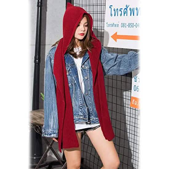 Women's Winter Knitted Hooded Long Scarf DailySale