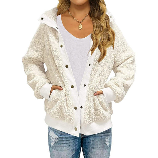Womens Winter Sherpa Fleece Button Jacket Coat DailySale
