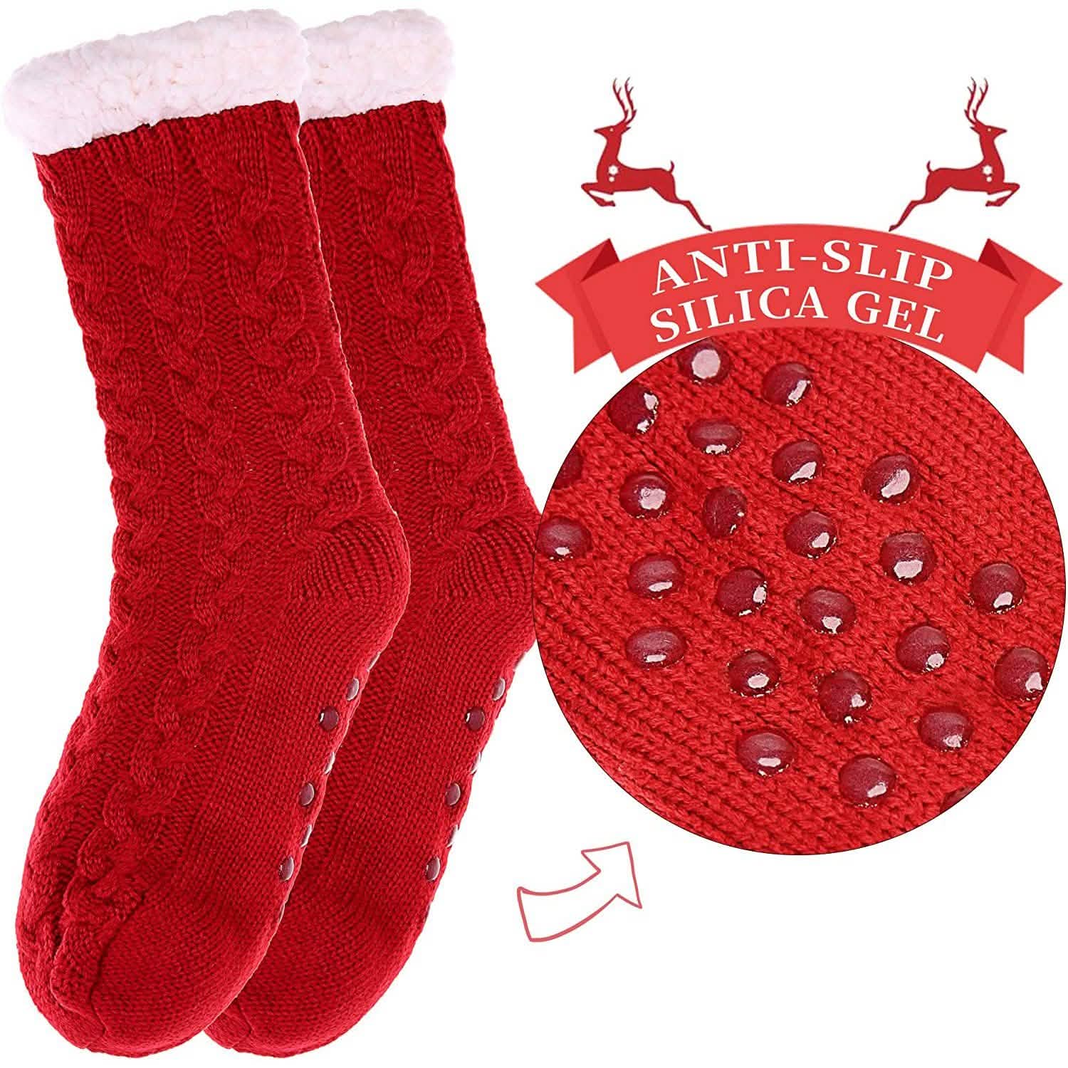Women's Winter Super Soft Warm Cozy Fuzzy Fleece-Lined with Grippers Slipper Socks DailySale