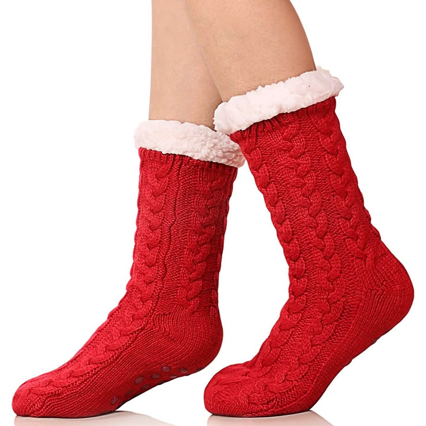 Women's Winter Super Soft Warm Cozy Fuzzy Fleece-Lined with Grippers Slipper Socks DailySale
