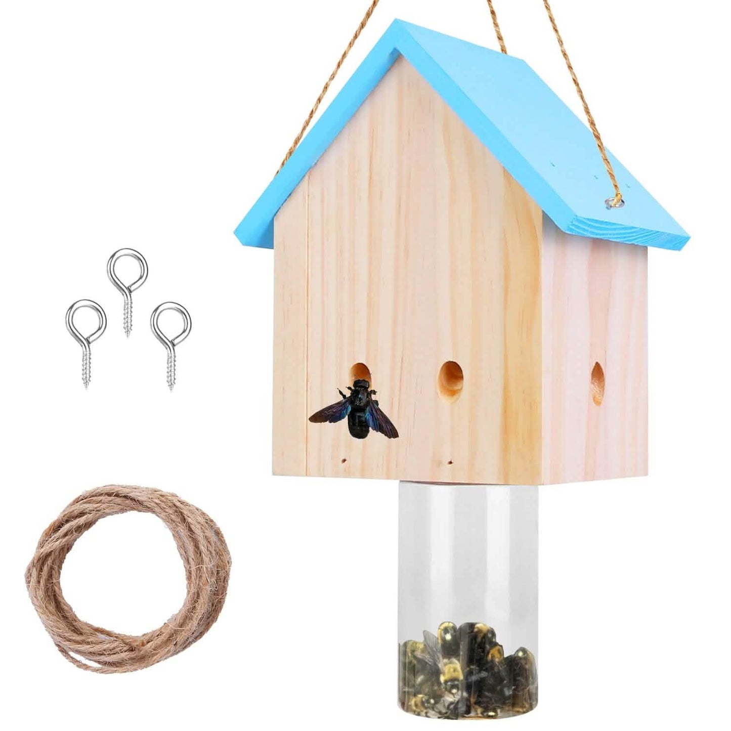 Wood Carpenter Bee Trap Outdoor Natural Pine Wood DailySale