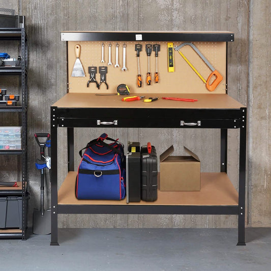 Work Benches for Garage Shop Work Station Tools Table with Peg Board and Drawers DailySale
