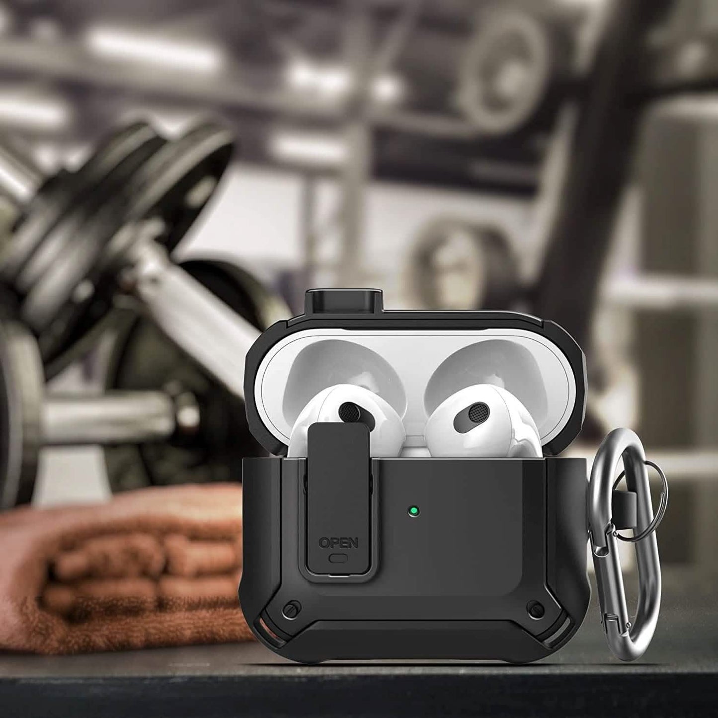 X-Armor for Airpods 3rd Generation Case with Locking Lid | Protective Carrying Pod with Carabiner Keychain (Airpods Gen 3) DailySale
