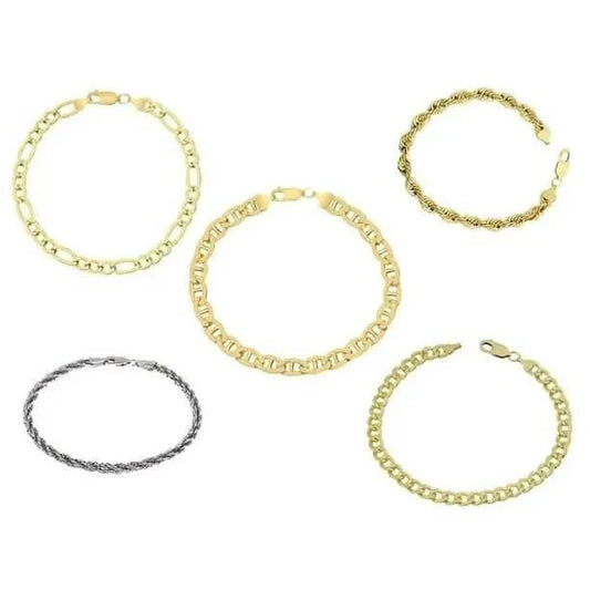 Yellow Gold Cuban, Mariner, Figaro, or Rope Bracelet Gold Filled High Polish Finish DailySale