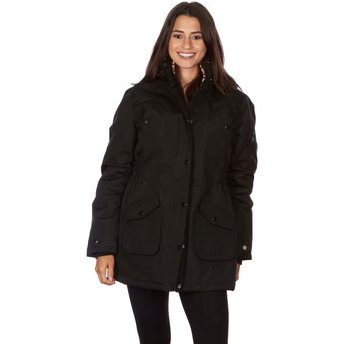 Yoki Women's Long Heavy Weight Coat with Leopard Sherpa Lining and Hood DailySale