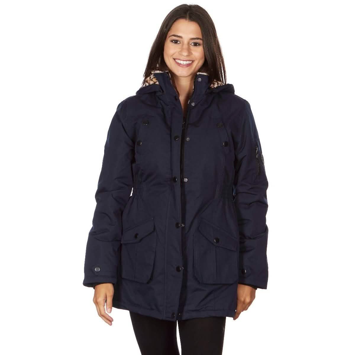 Yoki Women's Long Heavy Weight Coat with Leopard Sherpa Lining and Hood DailySale