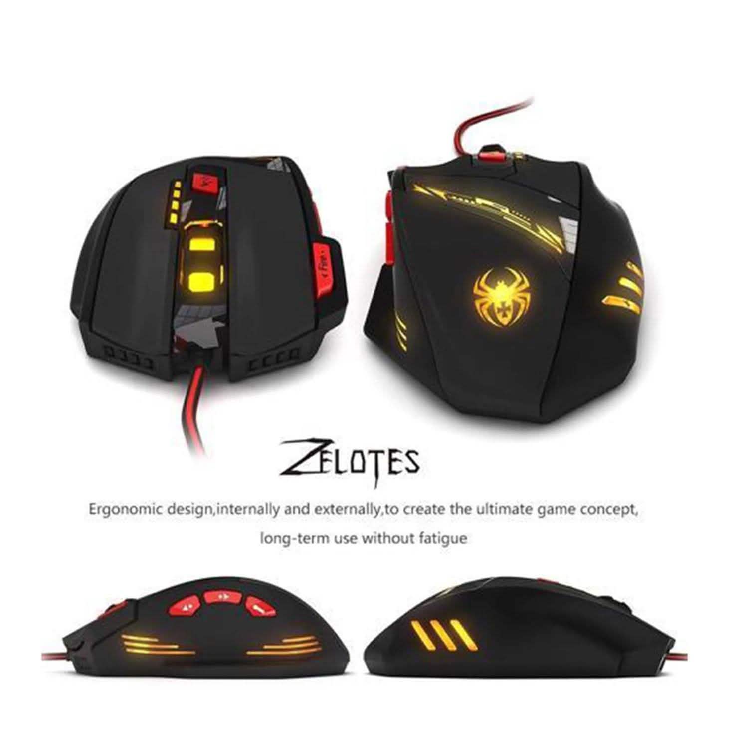 Zelotes 8000 DPI 8 Button USB LED Light Optical Wired Gaming Mouse DailySale