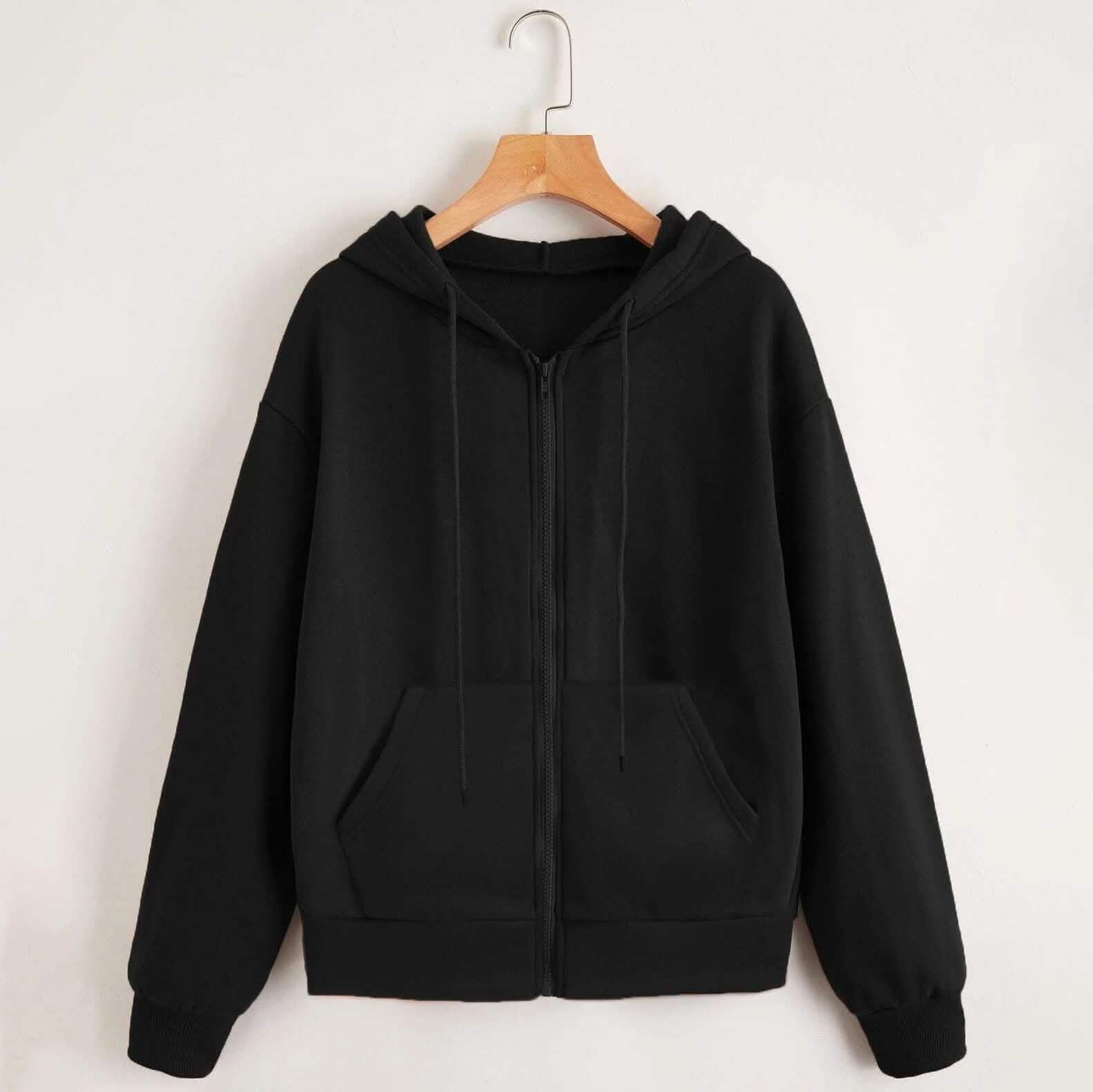 Zip Up Drop Shoulder Drawstring Hoodie DailySale